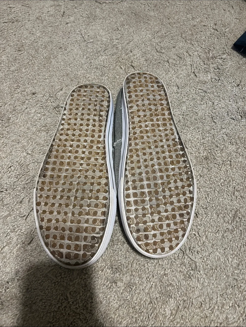 Sanuk Gray Canvas Slip-On Loafers with Green Tag